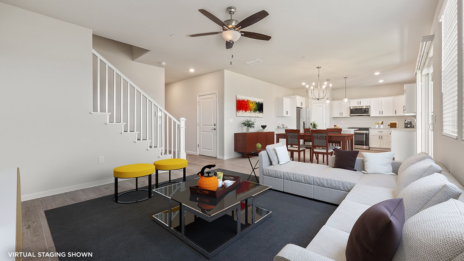 Great Room - shown with virtual staging
