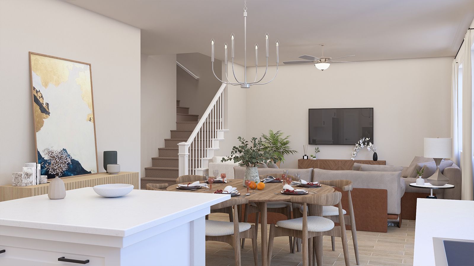 Great Room and Dining Area - Artist Rendering