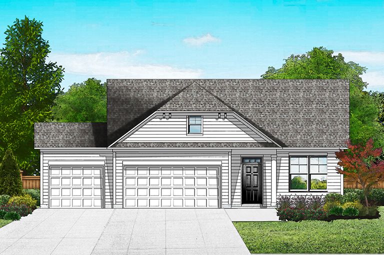 Elevation A - 3 Car Garage