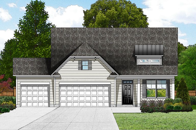 Elevation C - 3 Car Garage & Ext. Porch