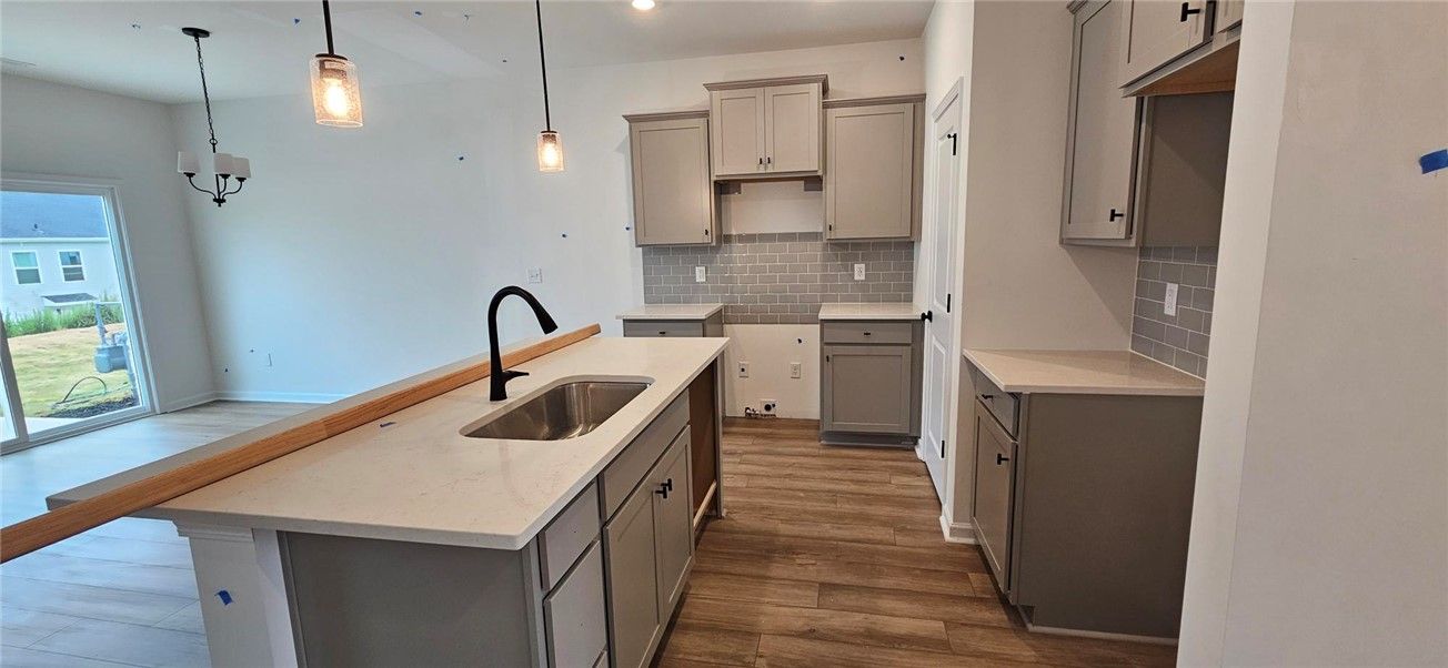 This modern kitchen features a spacious island and