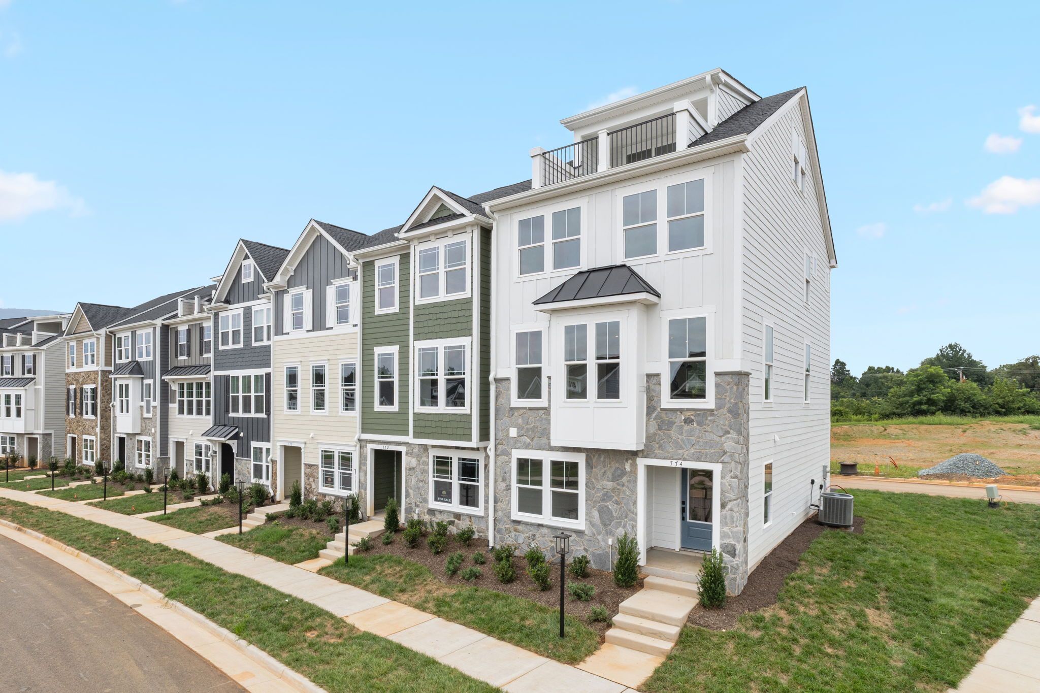 The Poplar II Elevation G on End with Optional Front Rooftop Terrace