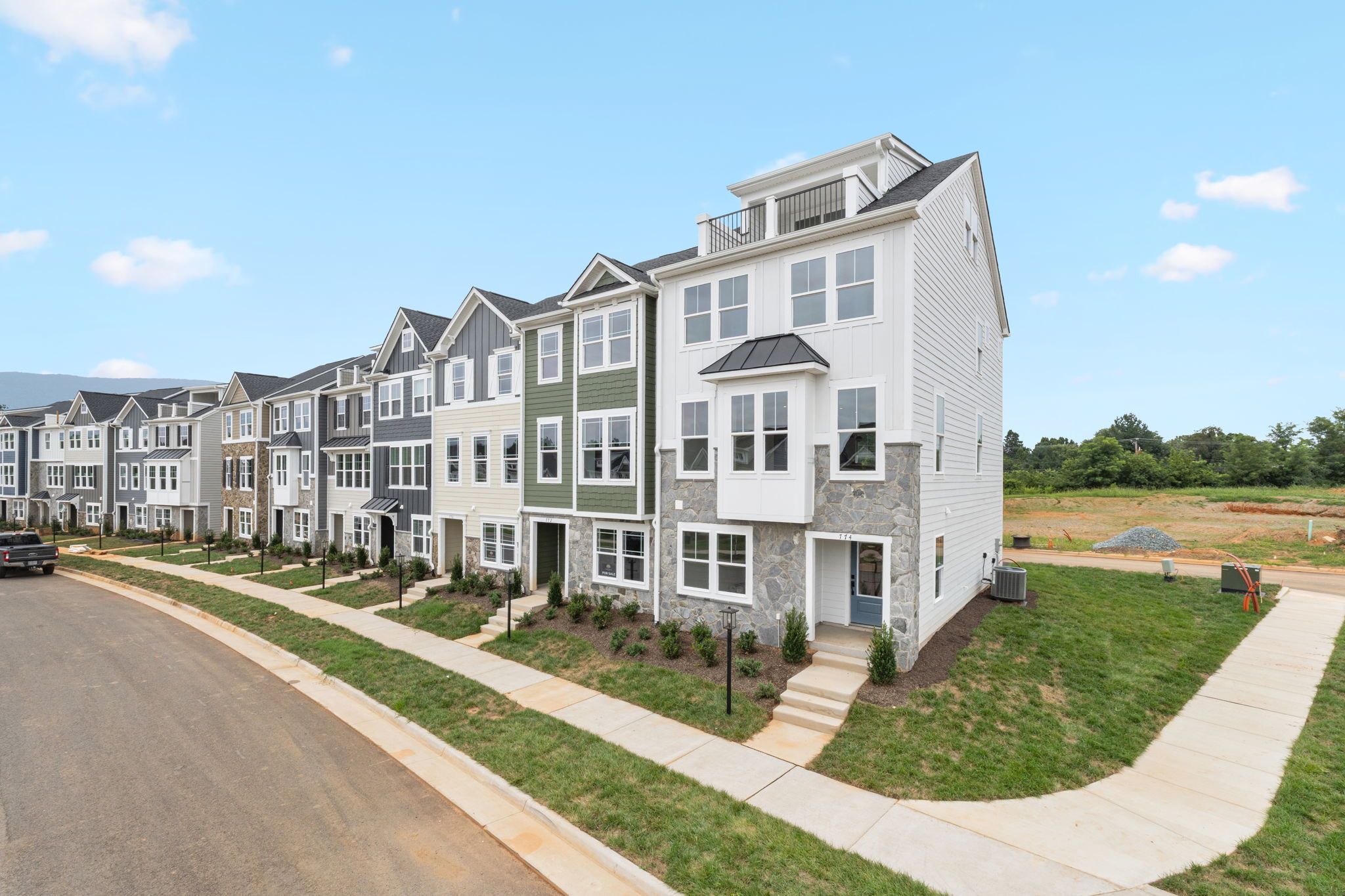 The Poplar II Elevation G on End with Optional Front Rooftop Terrace