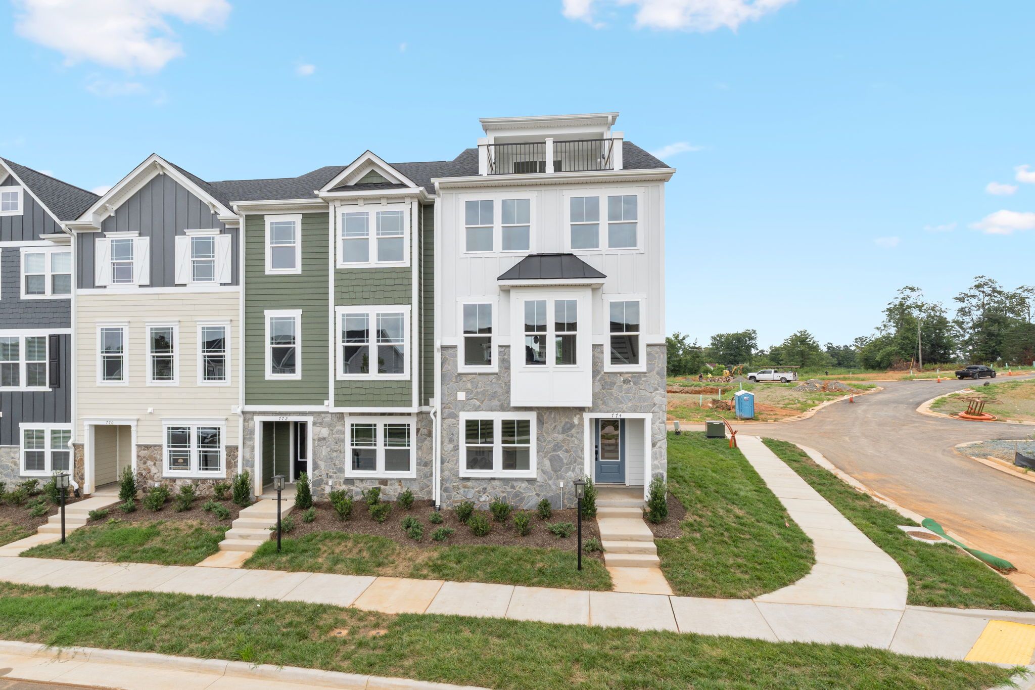 The Poplar II Elevation G on End with Optional Front Rooftop Terrace