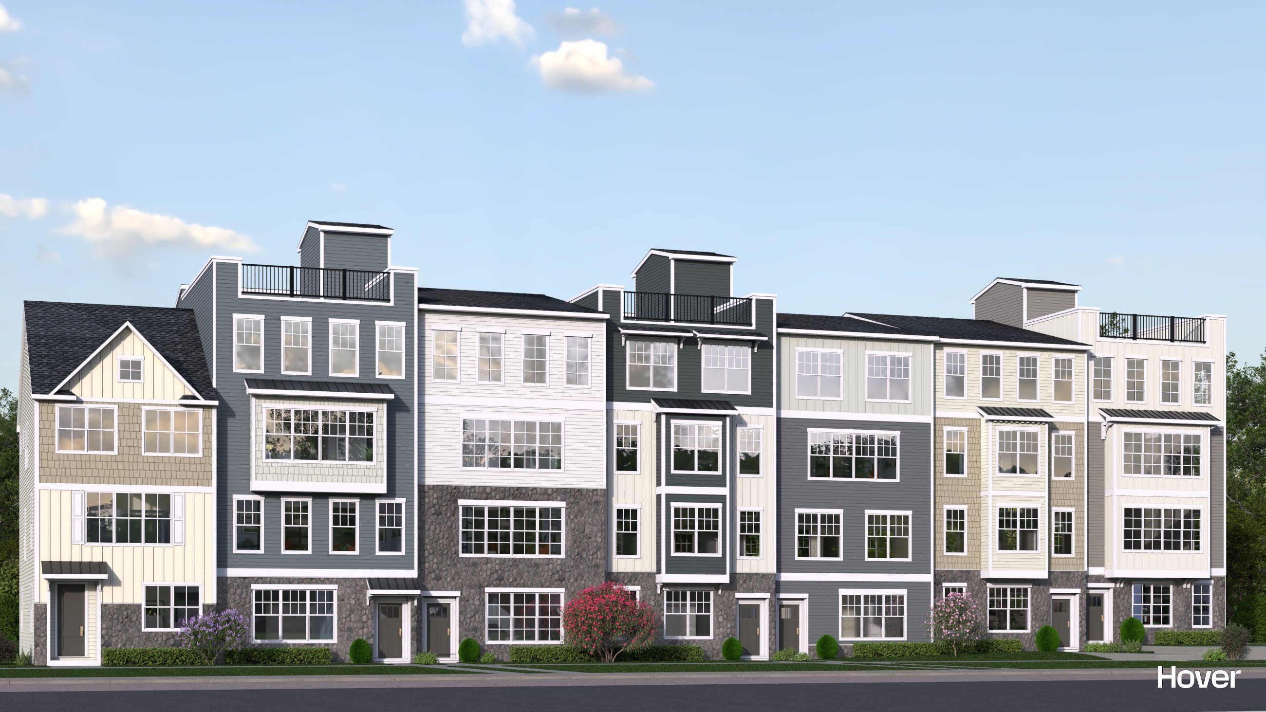 Rendering of Row with Poplar II Townhome, Elm Condos and Maple Condos