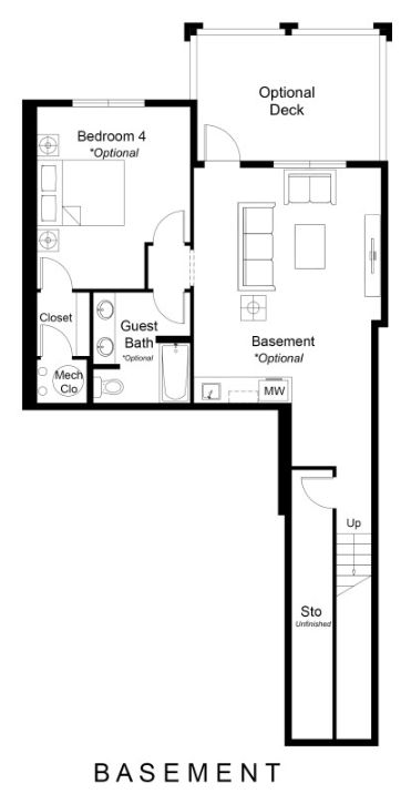 Finished basement option shown