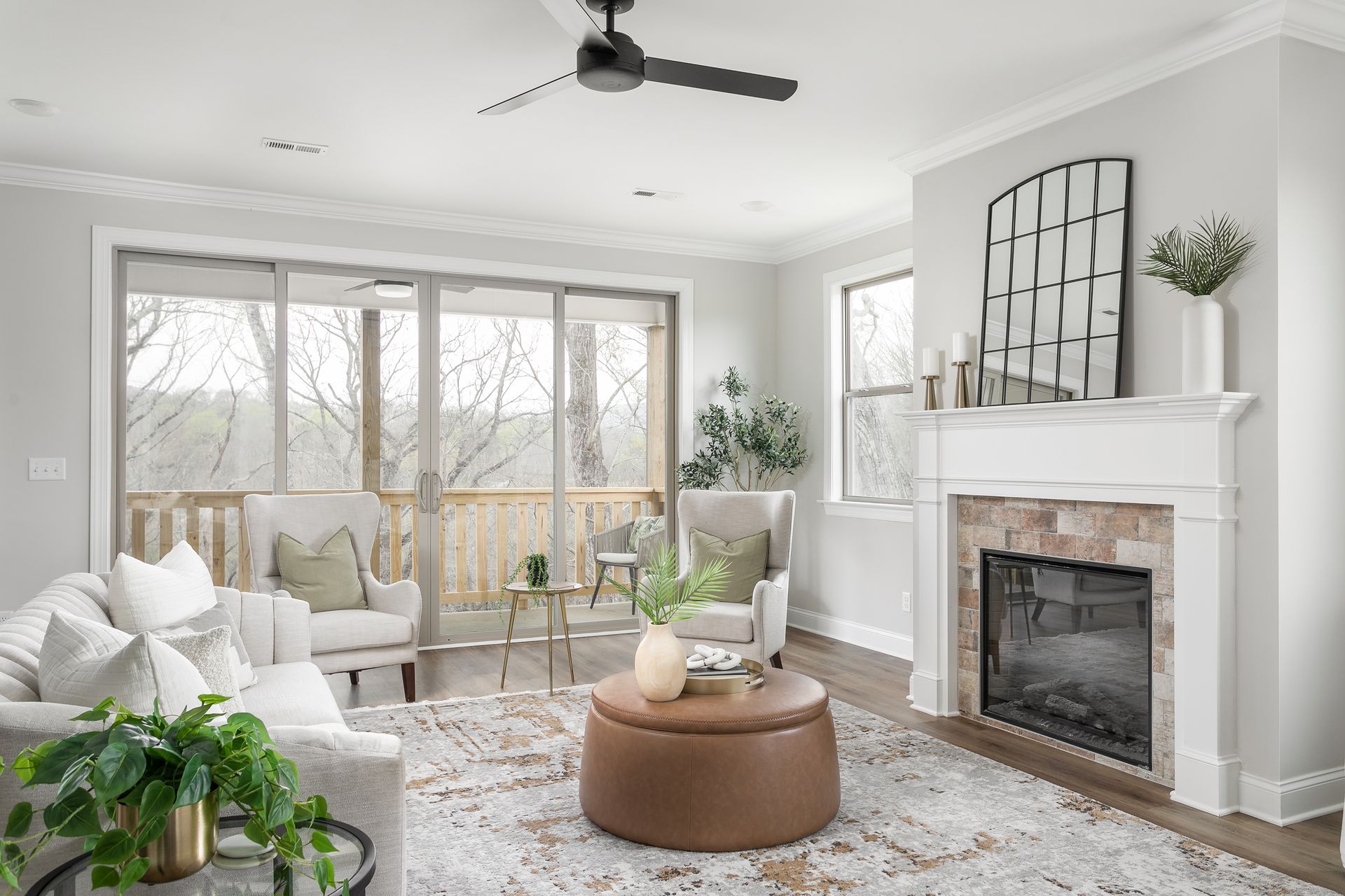 Optional fireplace & sliding door