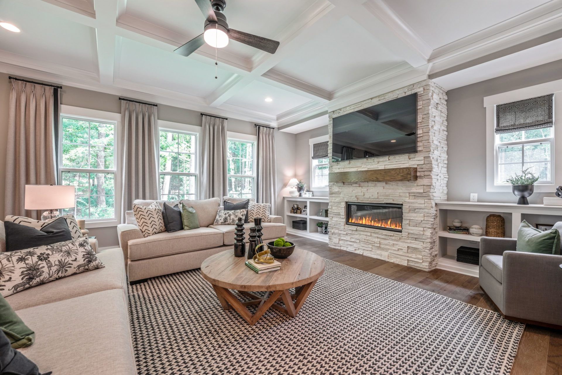 18. HHHunt Homes Crawford- Family Room and fireplace view