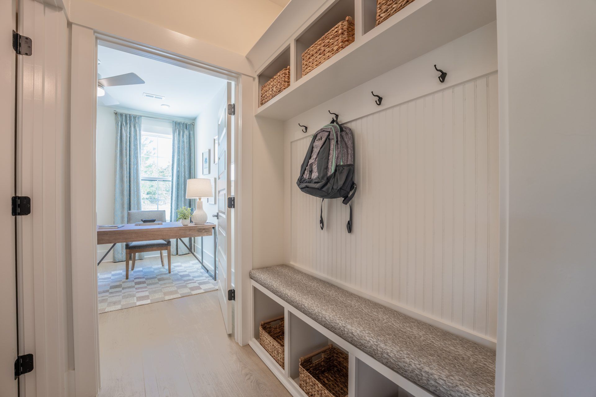 4 HHHunt Homes - Chatham- Mud Room Bench and Study Entrance