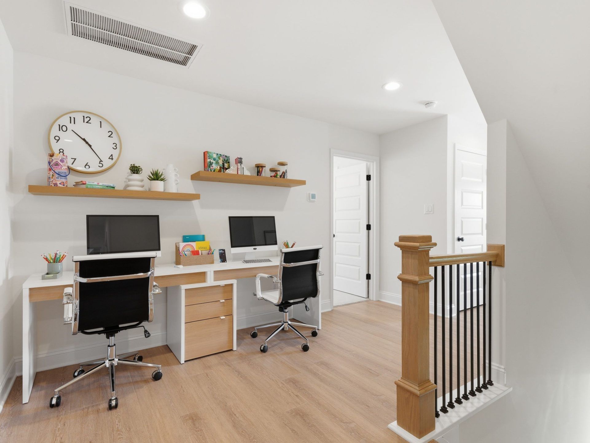 HHHunt Homes Mount Hermon Townhomes The Braxton Model Home- Second Floor Loft Area Set Up For School Or an At Home Office