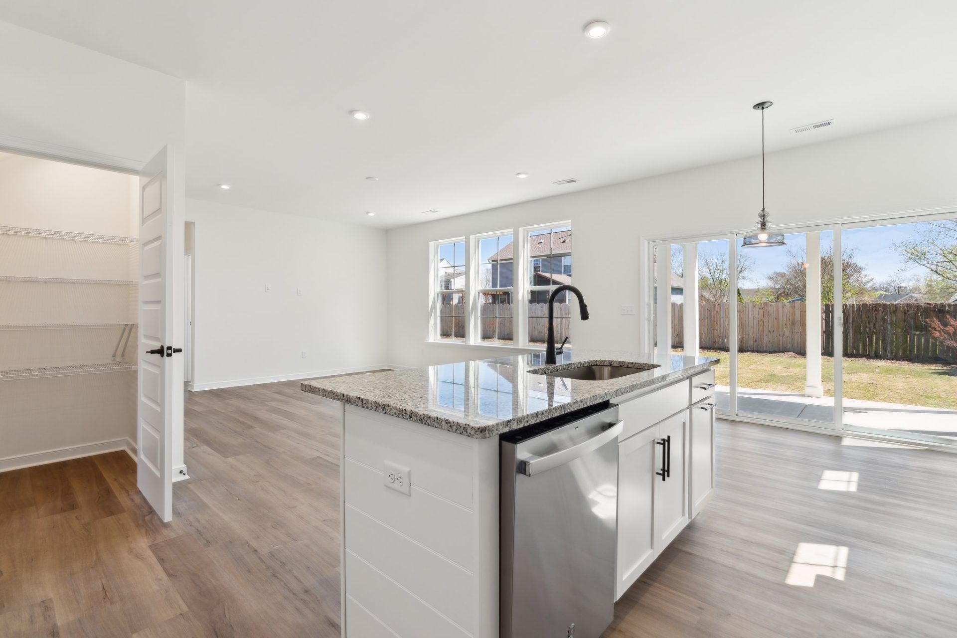 13- HHHunt Homes Franklin Kitchen Living Dining and Pantry view