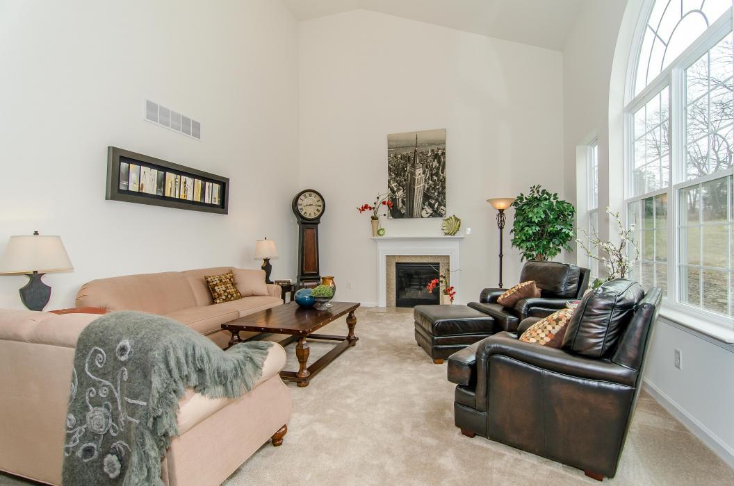 Family Room View from Kitchen In A New Home From Hallmark Homes