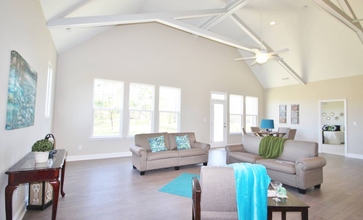 staged with beams