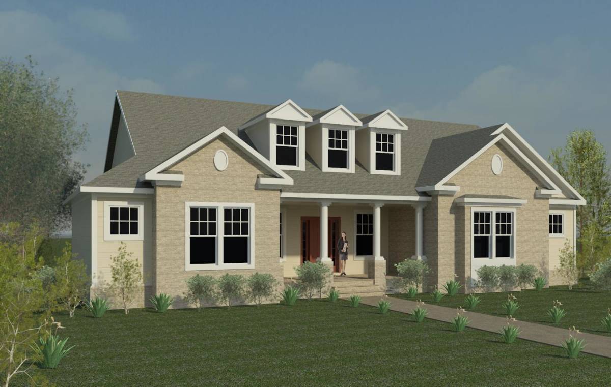 front elevation with dormers