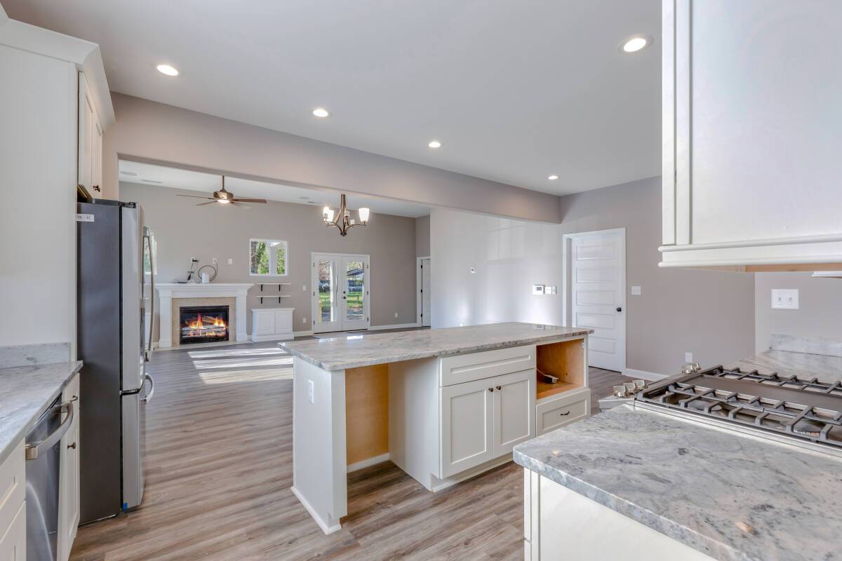 kitchen, living