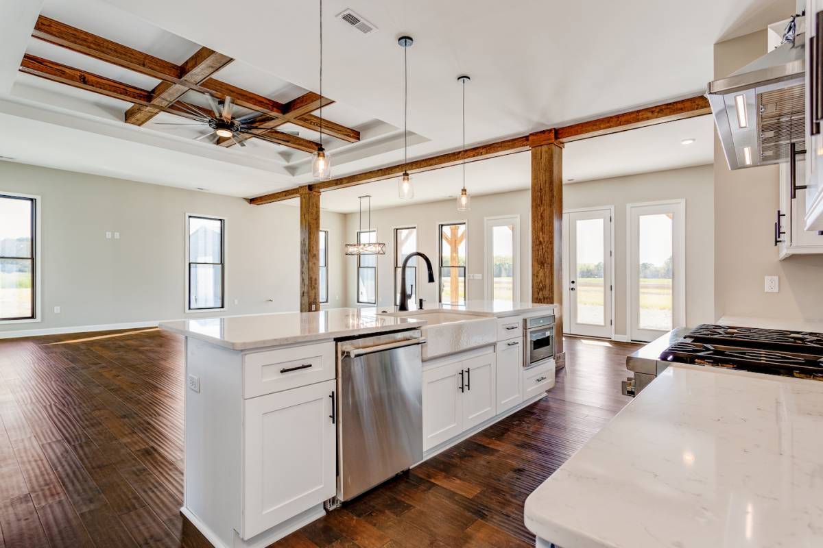 kitchen and living room