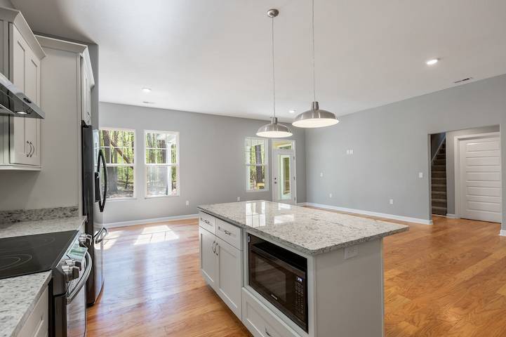 kitchen and living