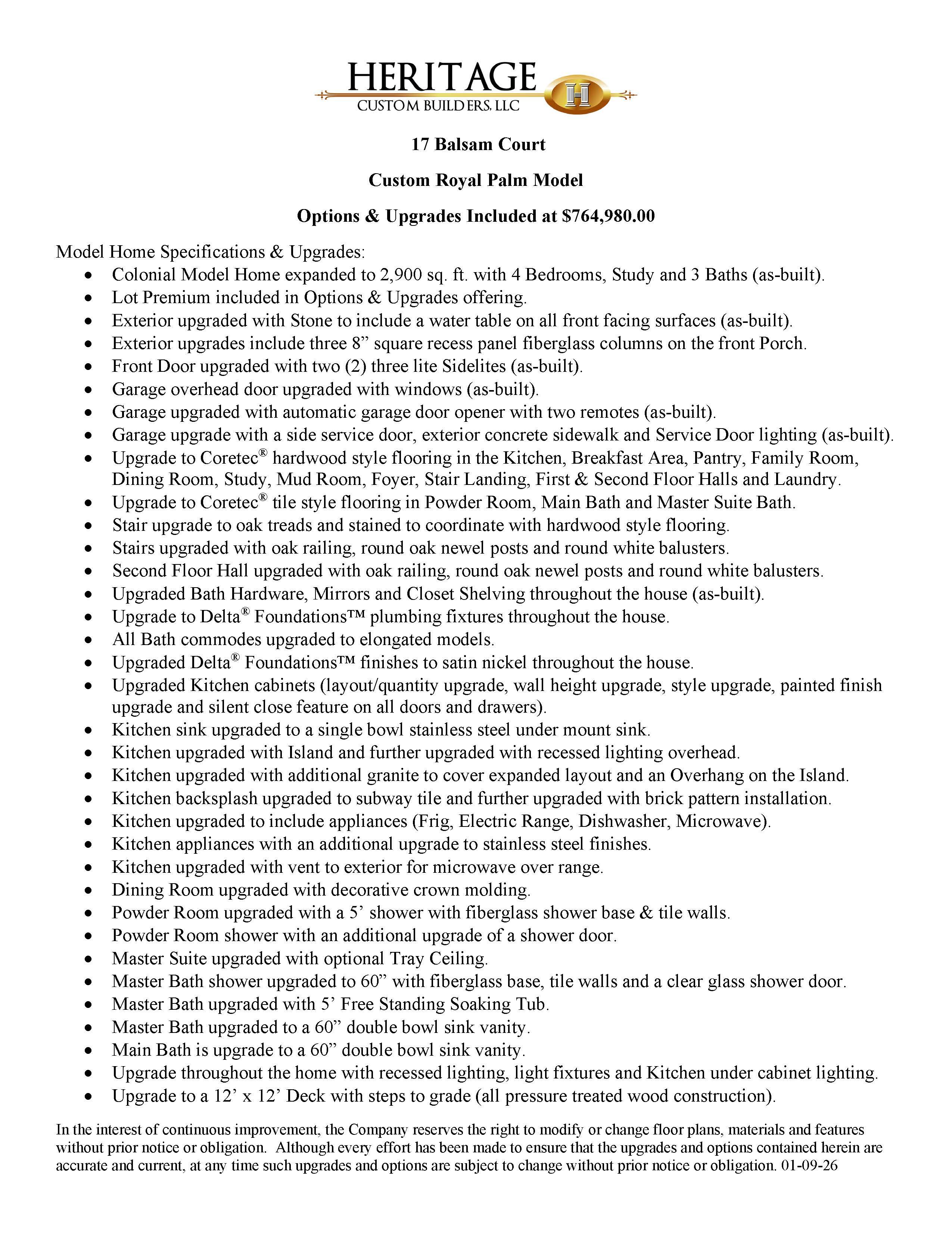 Upgrade List