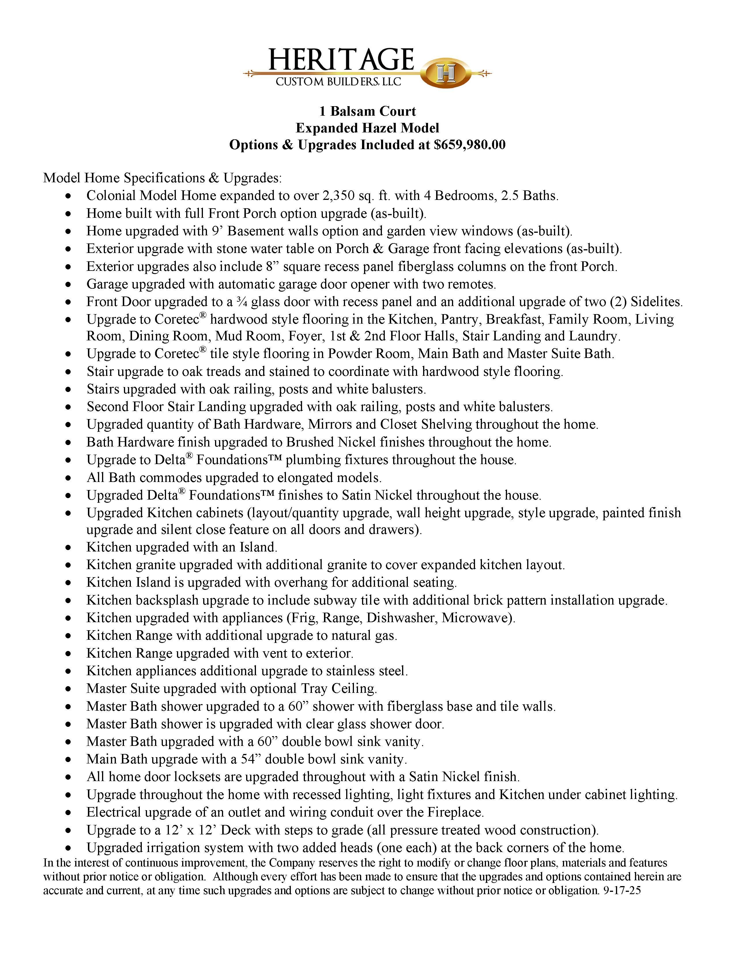 Upgrade List