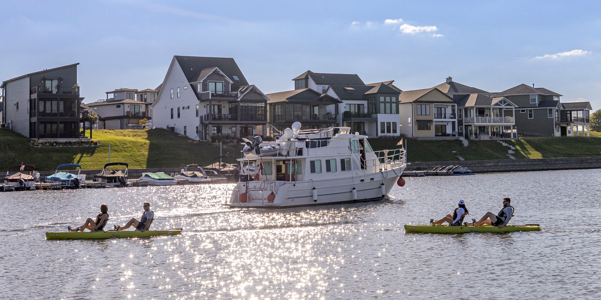 Heritage Harbor has onsite kayak rentals.
