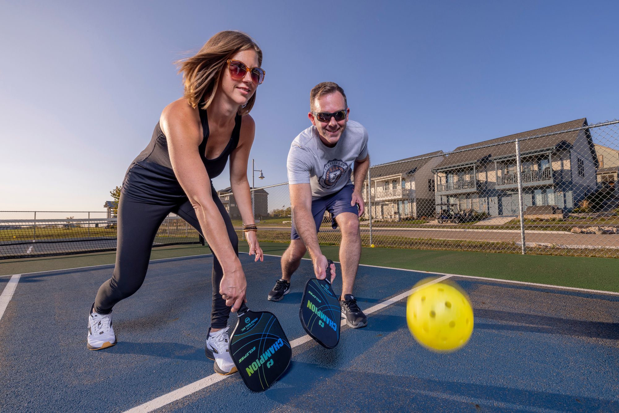 Heritage Harbor has pickleball courts and a sand volleyball court onsite.