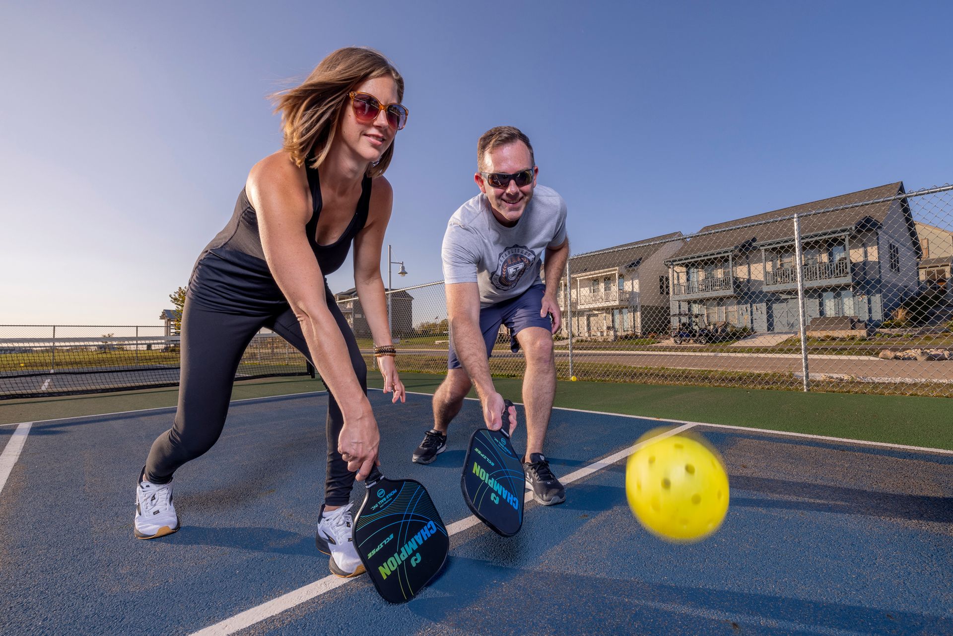 Heritage Harbor has pickleball courts and a sand volleyball court onsite.
