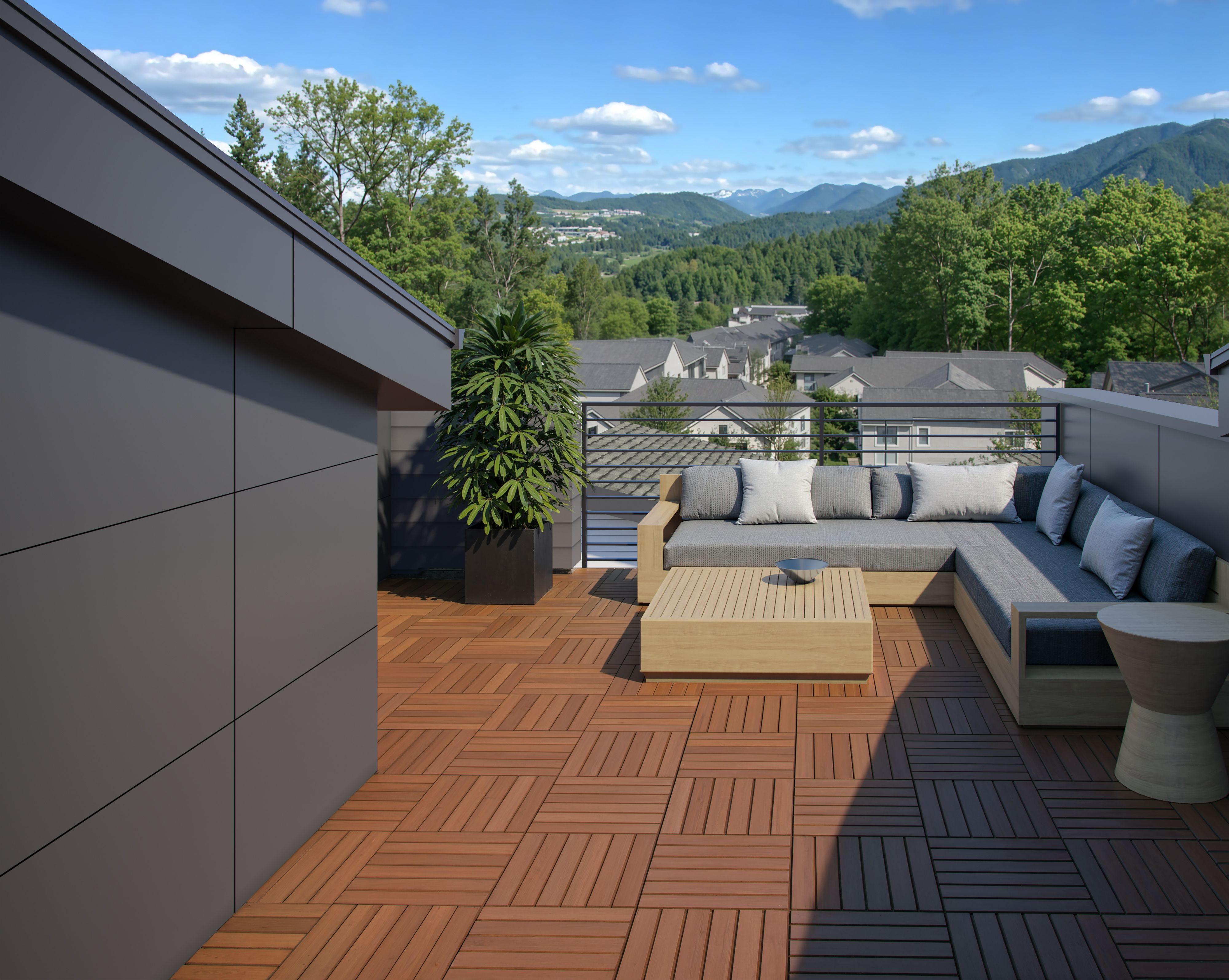 Select Everra homes feature private rooftop decks, creating an elevated space to relax, entertain, and take in the surrounding landscape. Rooftop deck plans include Horizon, Overlook, Peak, and Vista.