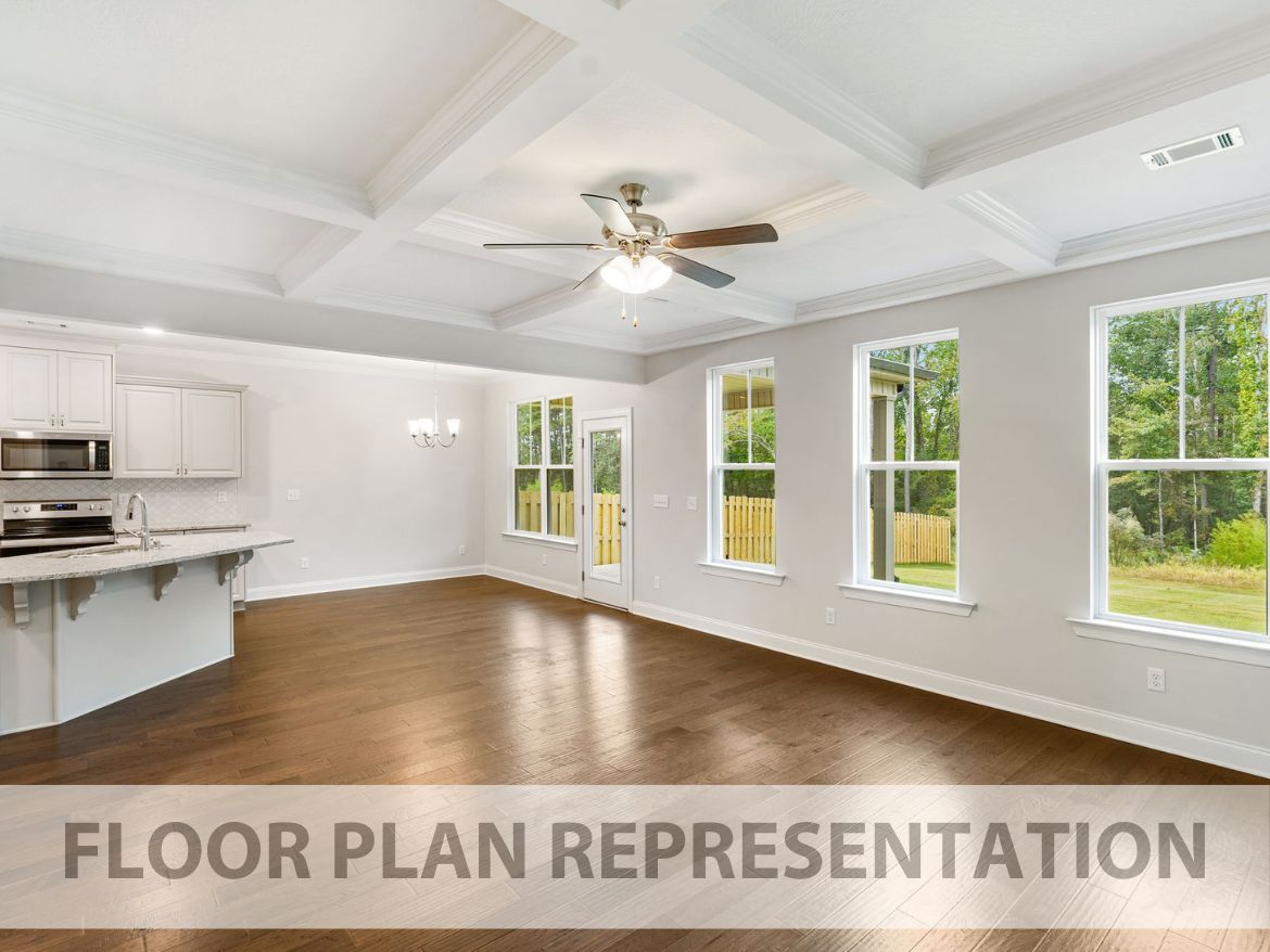 Kitchen, Cafe & Living Area Floor Plan Representation | The Kingsland II Plan by Ivey Homes