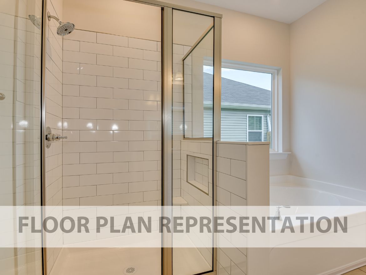 Primary Bathroom Floor Plan Representation for the 1800 Plan by Ivey Homes