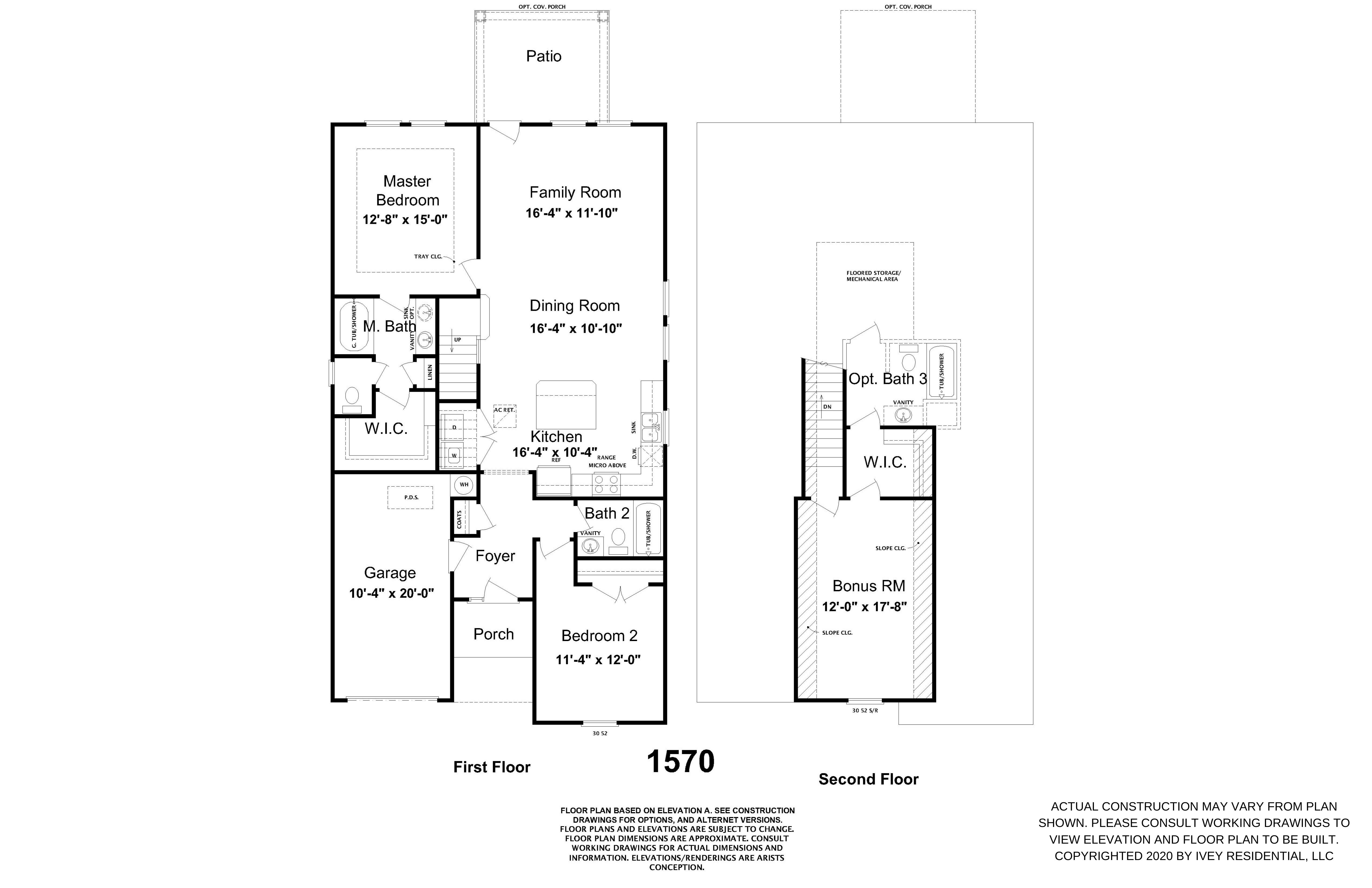 Black and White Floorplan | The 1570 Plan by Ivey Homes
