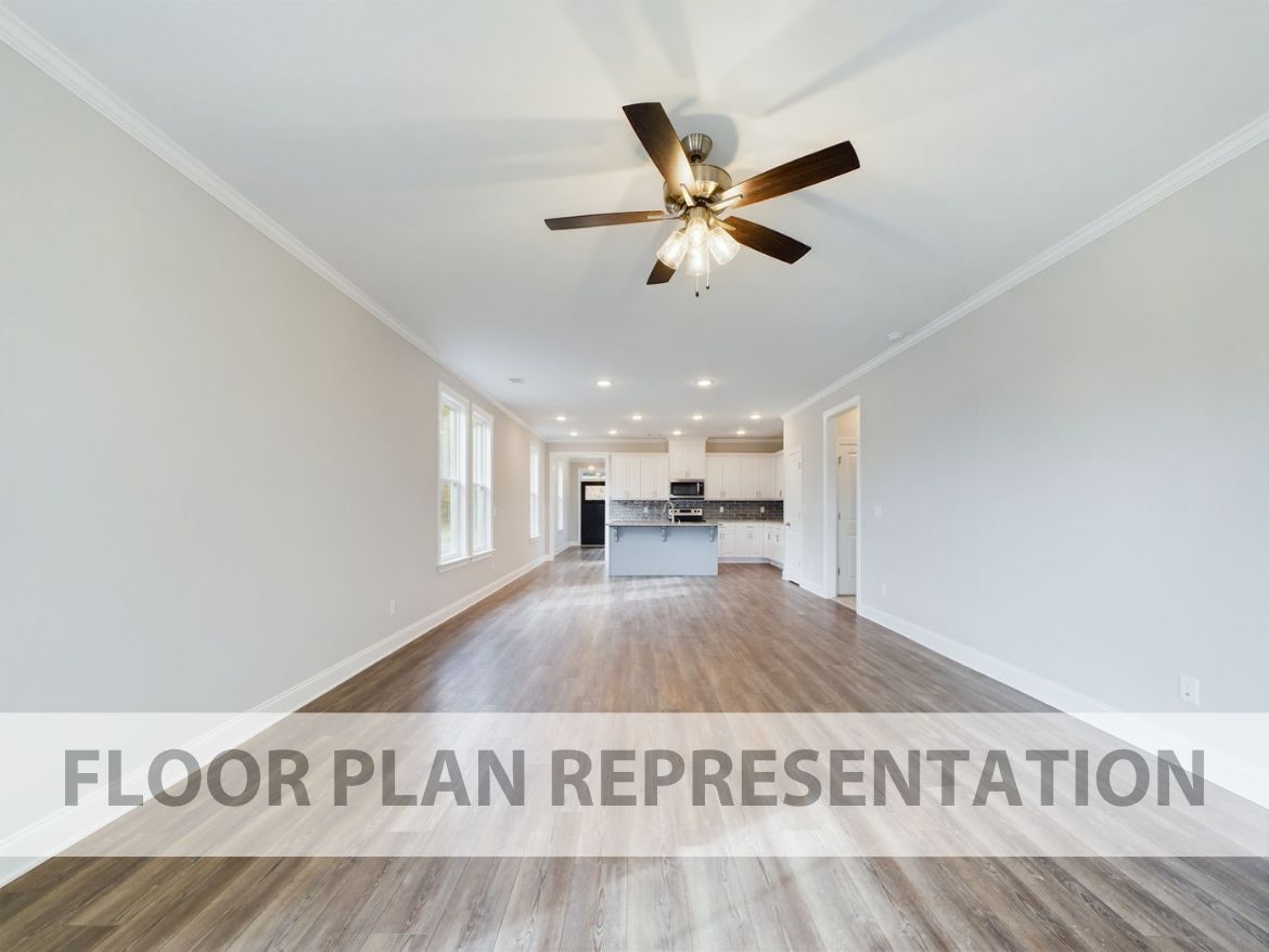 The Finch Plan | Living Area, Cafe and Kitchen Floorplan Representation Photo