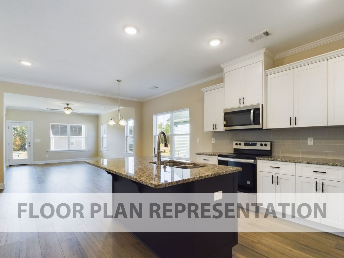 Kitchen, Cafe, and Living Area | The 1575 Plan by Ivey Homes