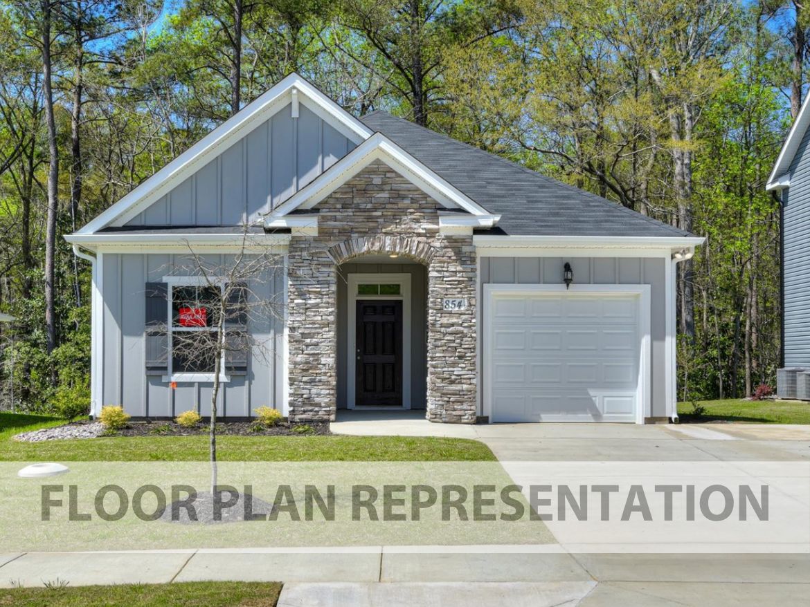Front Exterior Floorplan Representation Photo Elevation A | The 1490 Plan by Ivey Homes
