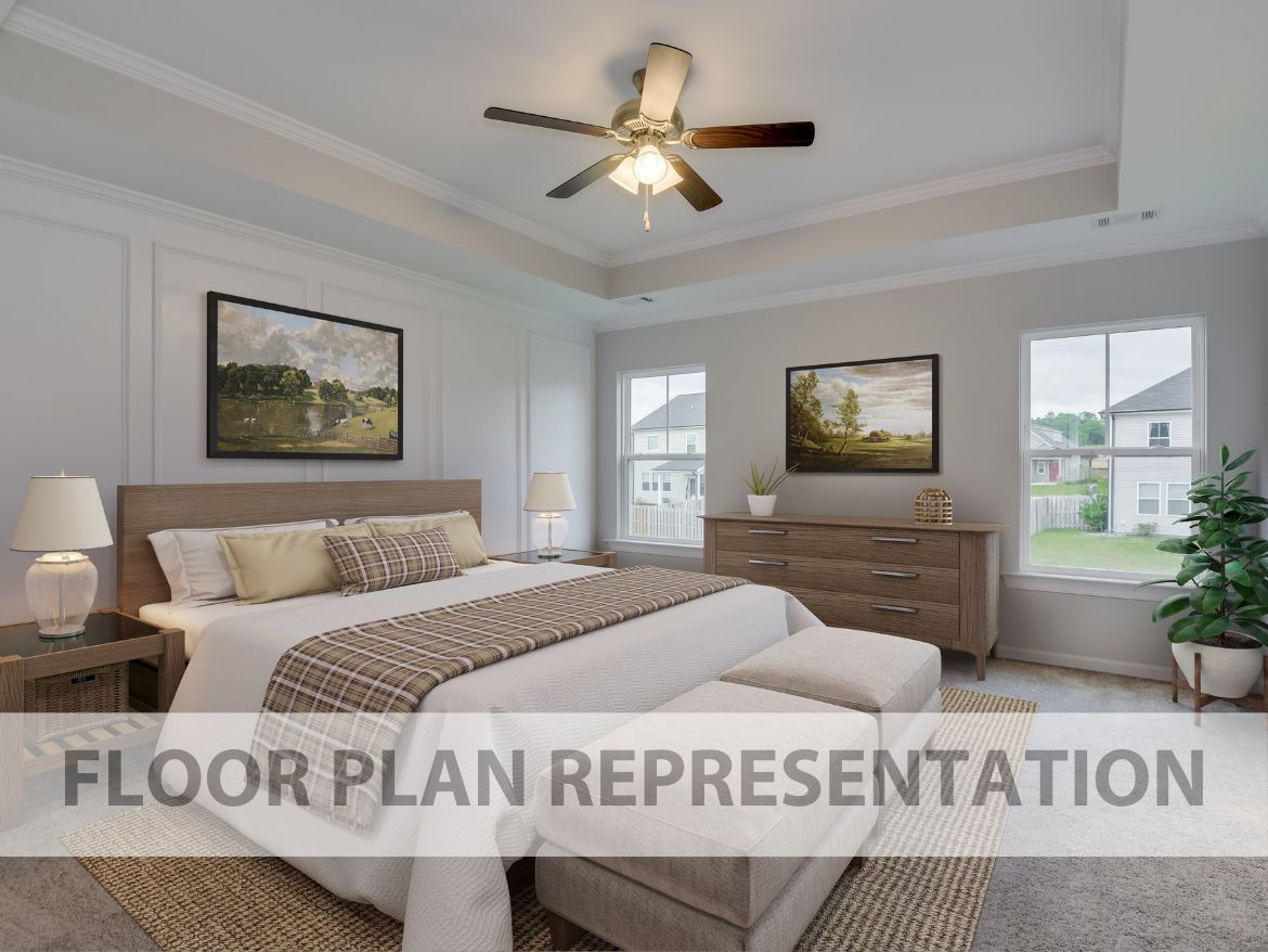 Staged Primary Bedroom Floorplan Representation Photo | The Fairport II Plan