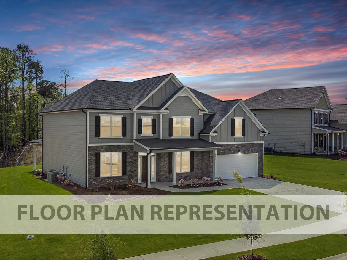 Lit Front Exterior Floorplan Representation Photo | The Ashworth VI