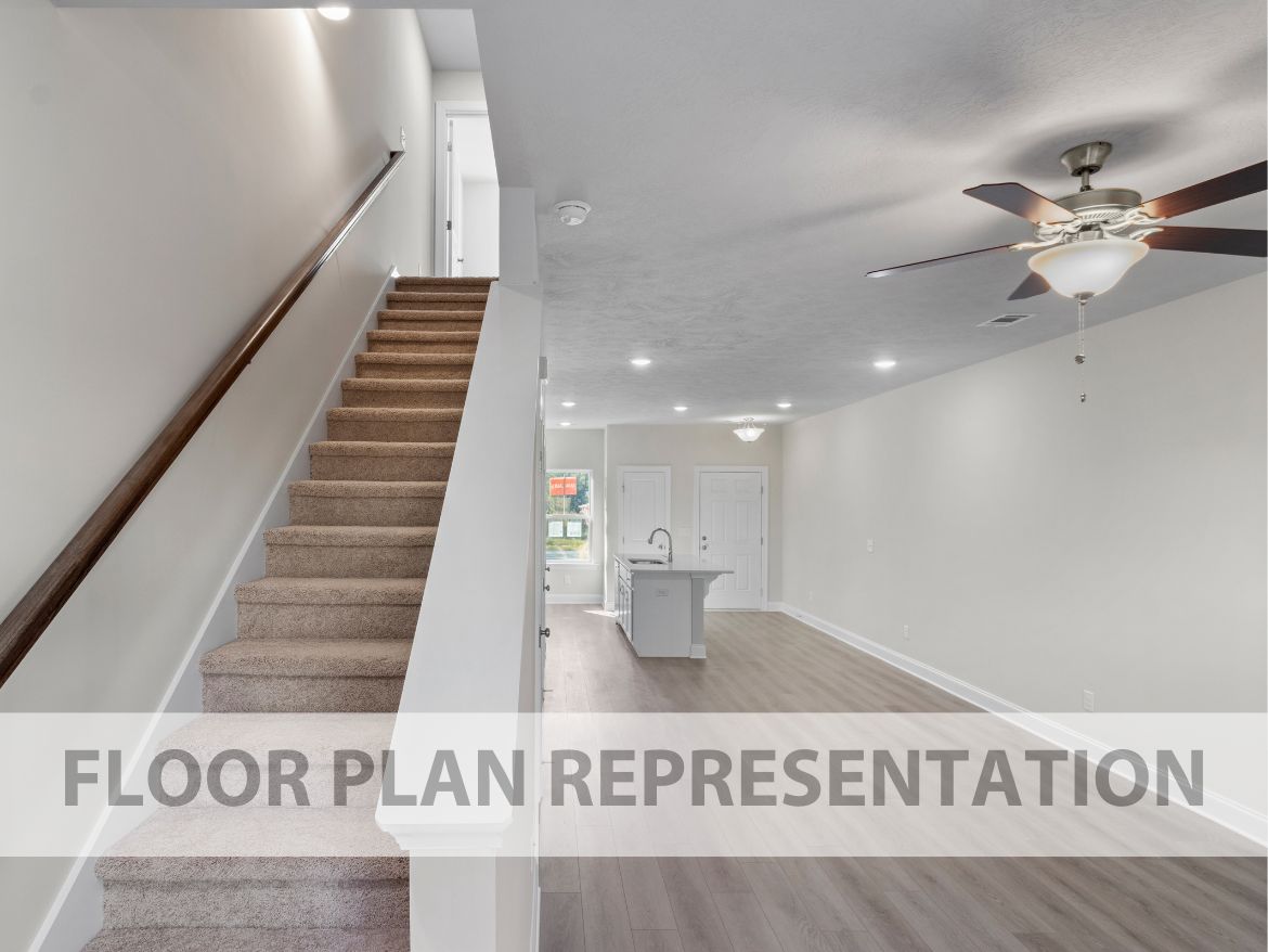 Athens Plan Living Room & Stairs | Ivey Homes