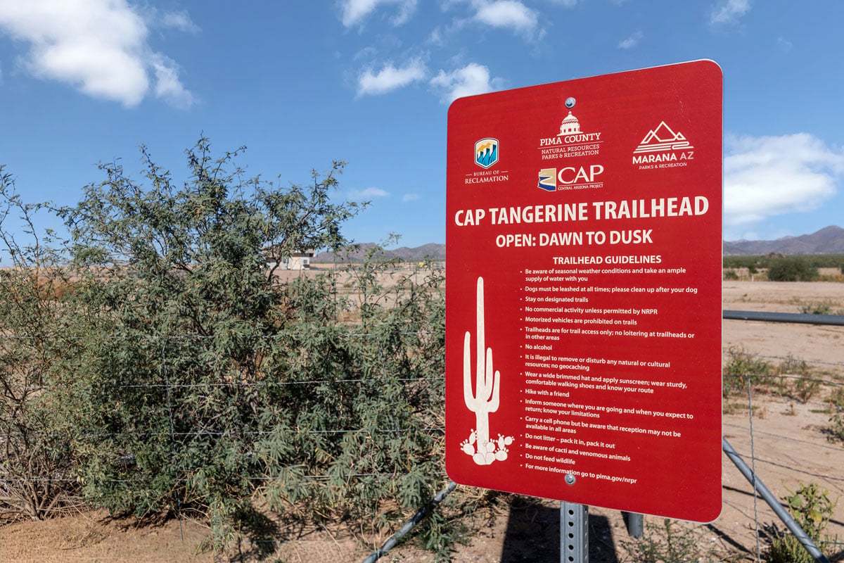 Access to CAP Tangerine Trailhead for hiking, biking and horseback riding
