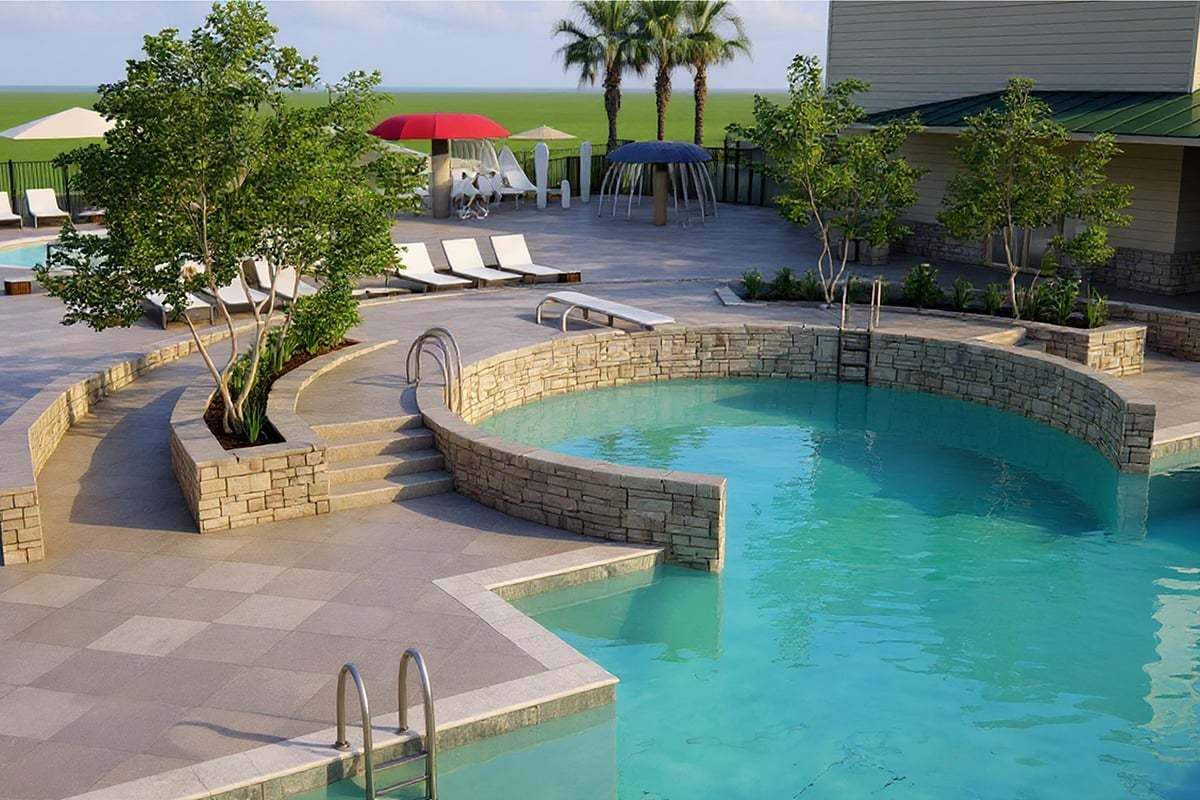 Planned community pool with diving board