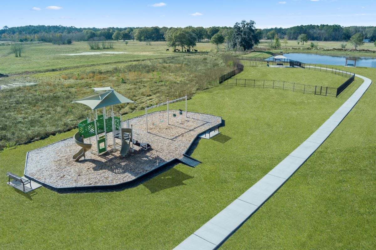 Community playground, dog park and walking trails