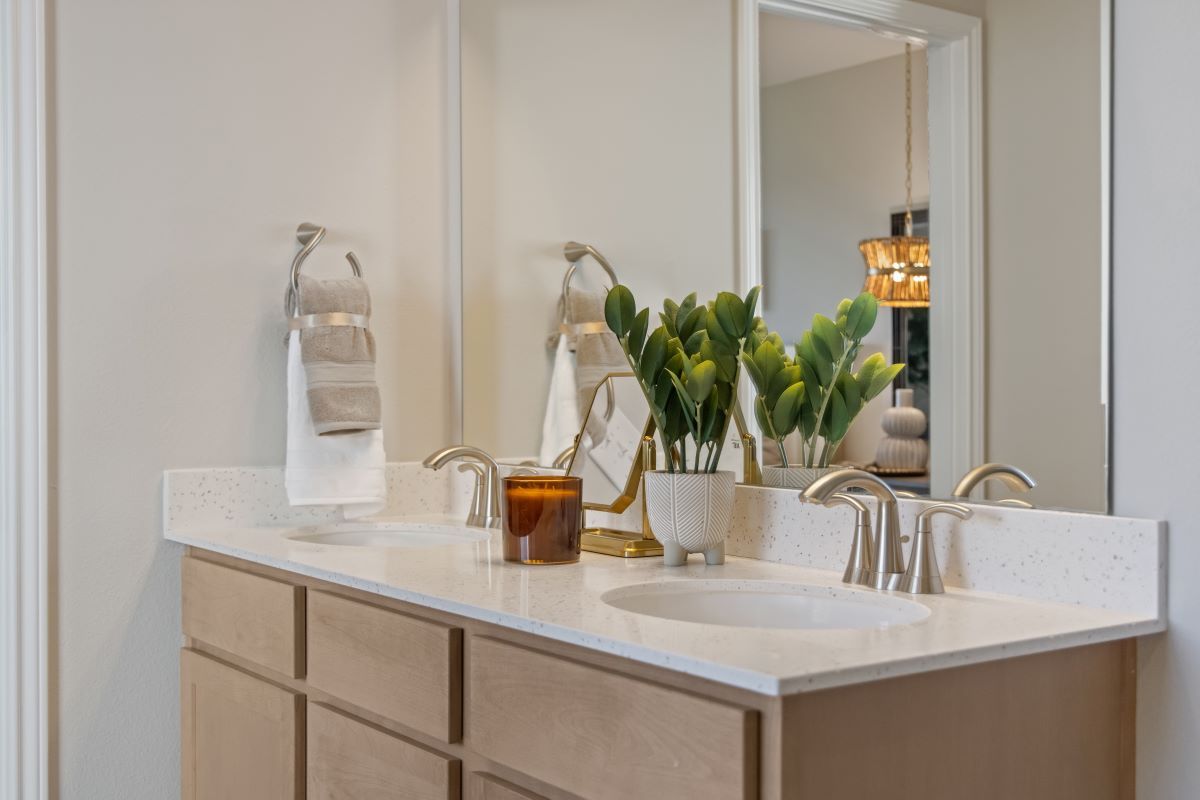 Plan 2091 Modeled - Dual-sink vanity at primary bath