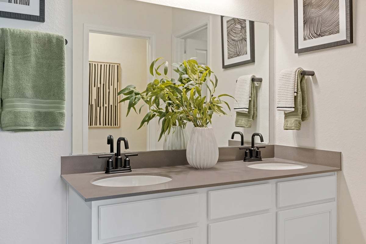 Plan 1676 Modeled - Dual-sink vanity at bath 2