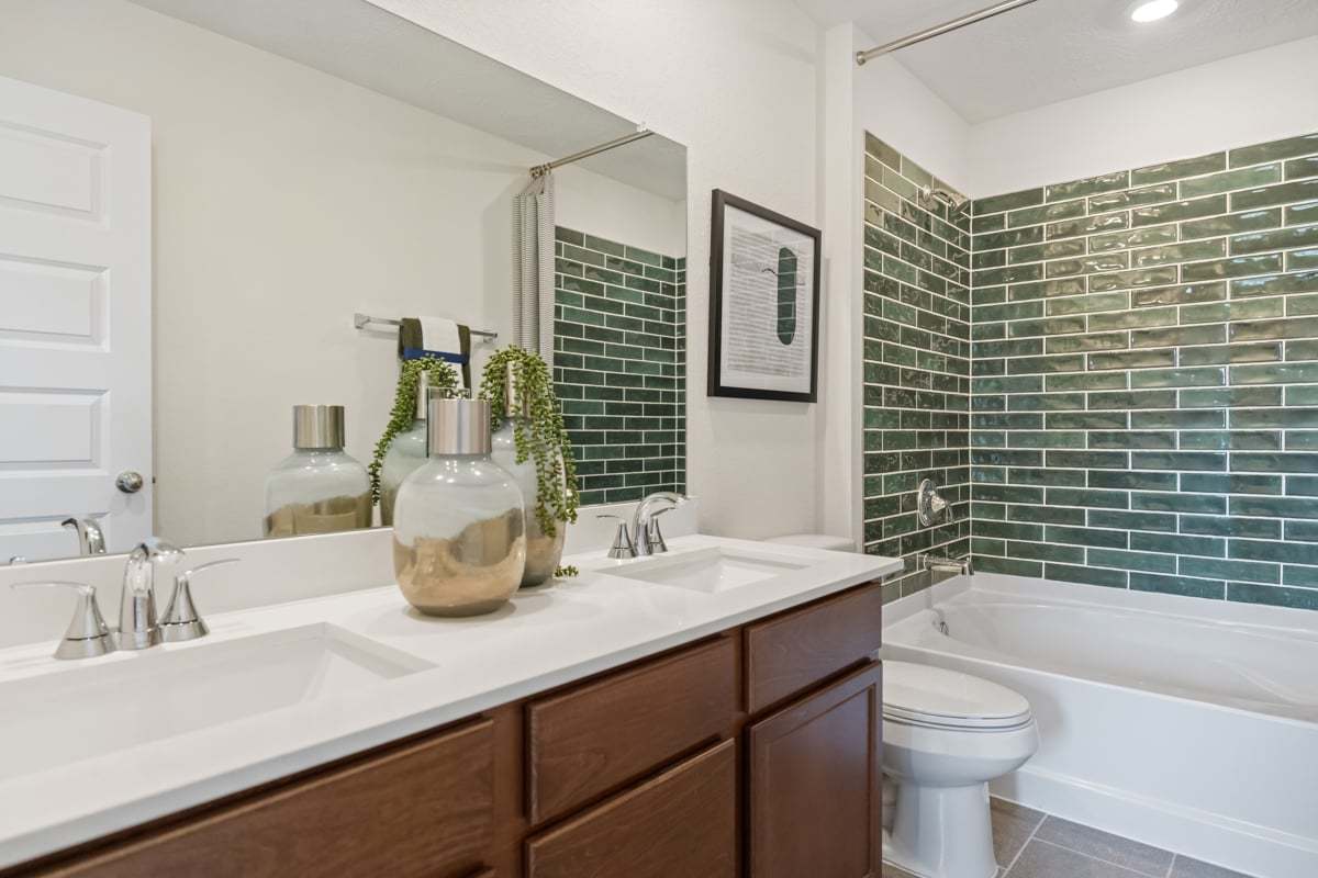 Plan 1360 Modeled - Dual-sink vanity at primary bath