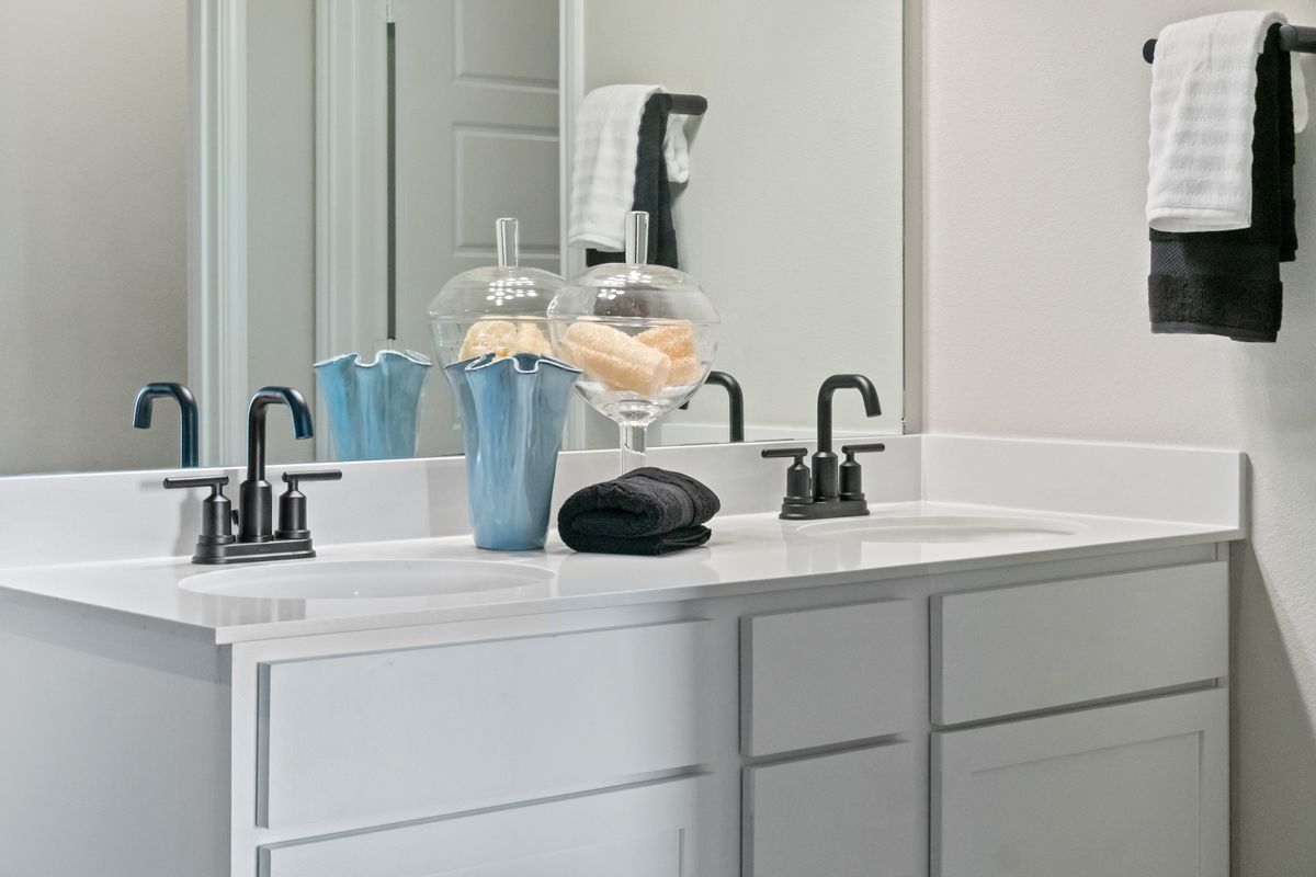 Plan 2343 Modeled - Dual-sink vanity at primary bath