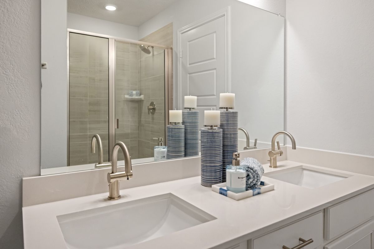 Plan 1702 Modeled - Dual-sink vanity at primary bath