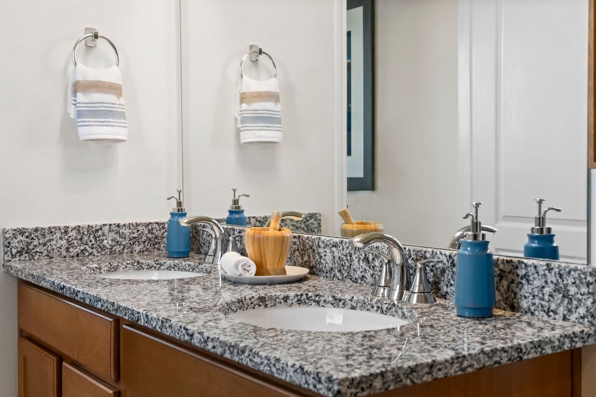 Plan 1360 Modeled - Dual-sink vanity at primary bath