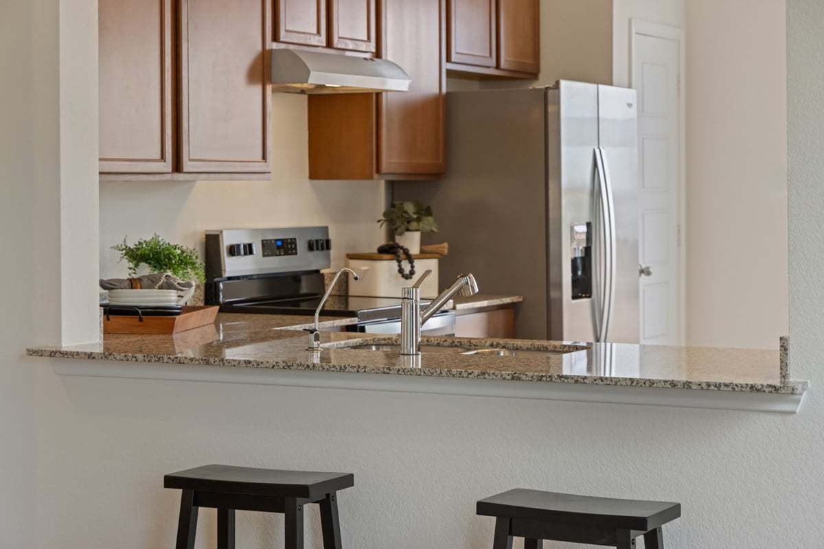 Plan 1243 Modeled - Kitchen breakfast bar