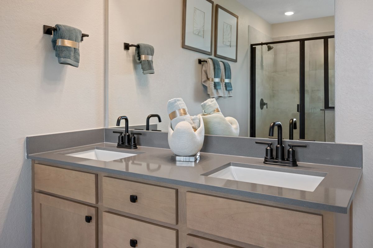 Plan 2041 Modeled - Dual-sink vanity at primary bath