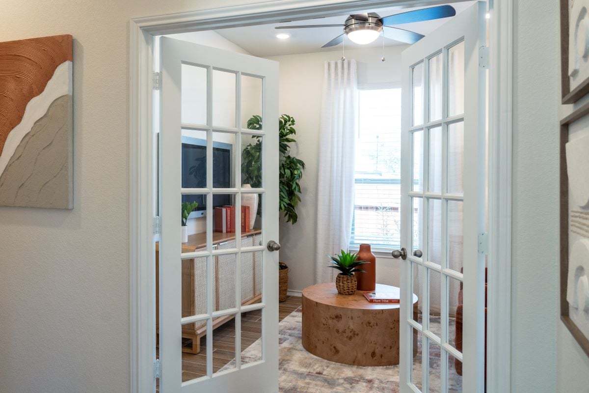 Optional French double doors at den