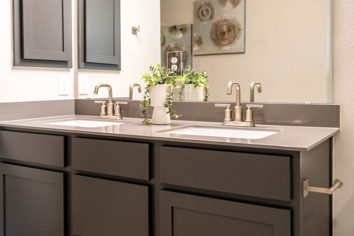 Plan 1908 Modeled - Dual-sink vanity at primary bath