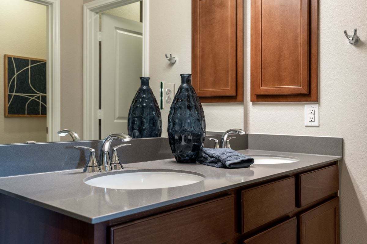 Plan 1675 Modeled - Dual-sink vanity at primary bath